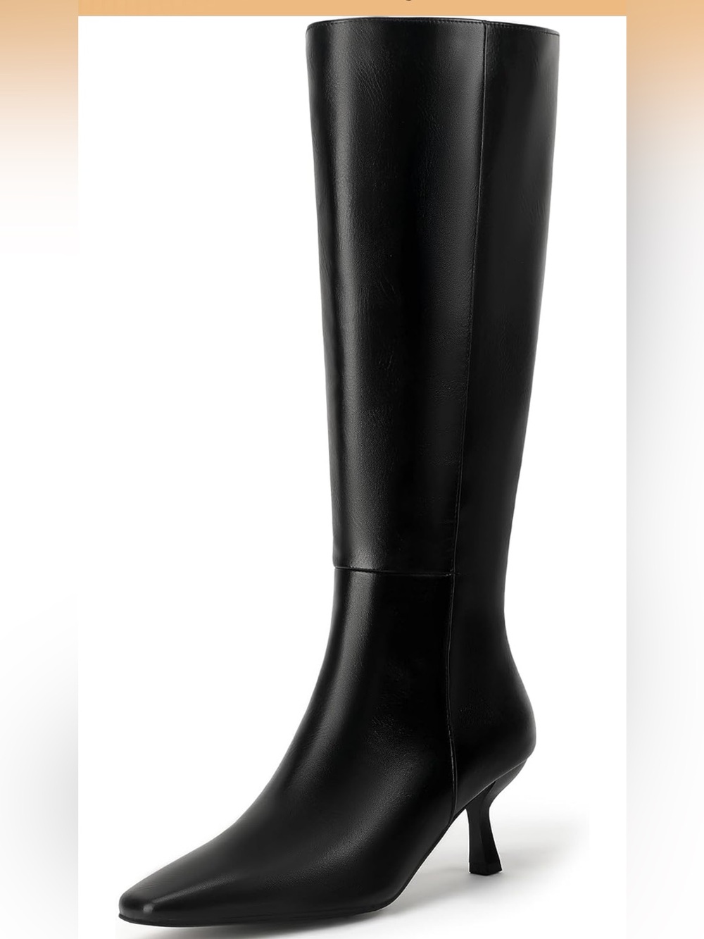 IDIFU Women's Black Knee-High Leather Boot